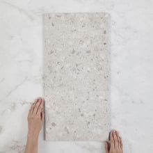 Hadfair 298 x 600mm Silver Terrazzo Look Porcelain Tile